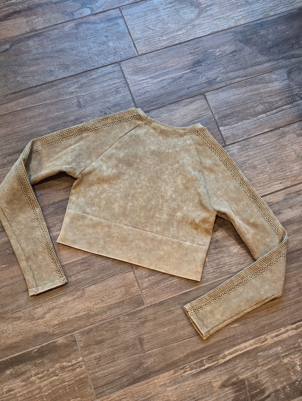 XS/S Offline Aerie Mustard Tan Ribbed Braided Detail Long Sleeve Top & Leggings - Picture 9 of 16